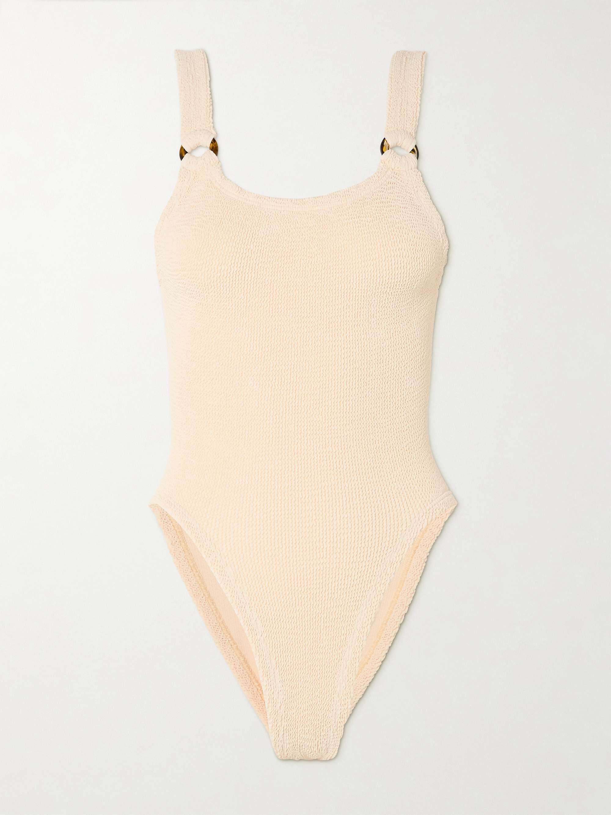 Domino Embellished Seersucker Swimsuit