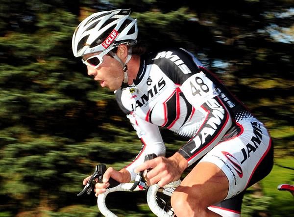 Jesse Anthony (Jamis) motoring up the hill.