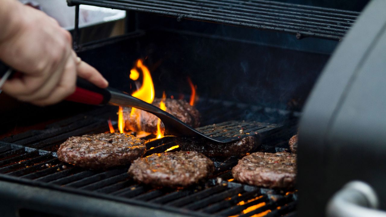 Burgers on a grill