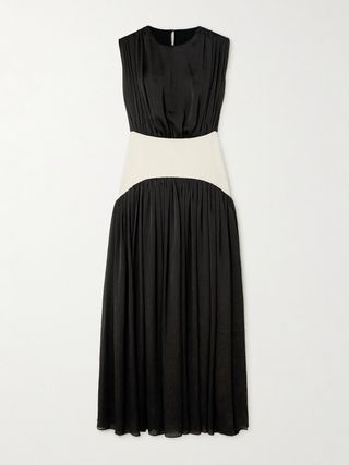 Suri Paneled Twill and Crinkled-Voile Maxi Dress