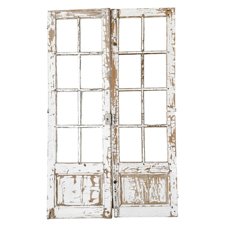 Pair of 19th Century Reclaimed 8-Lite French Doors With White Paint