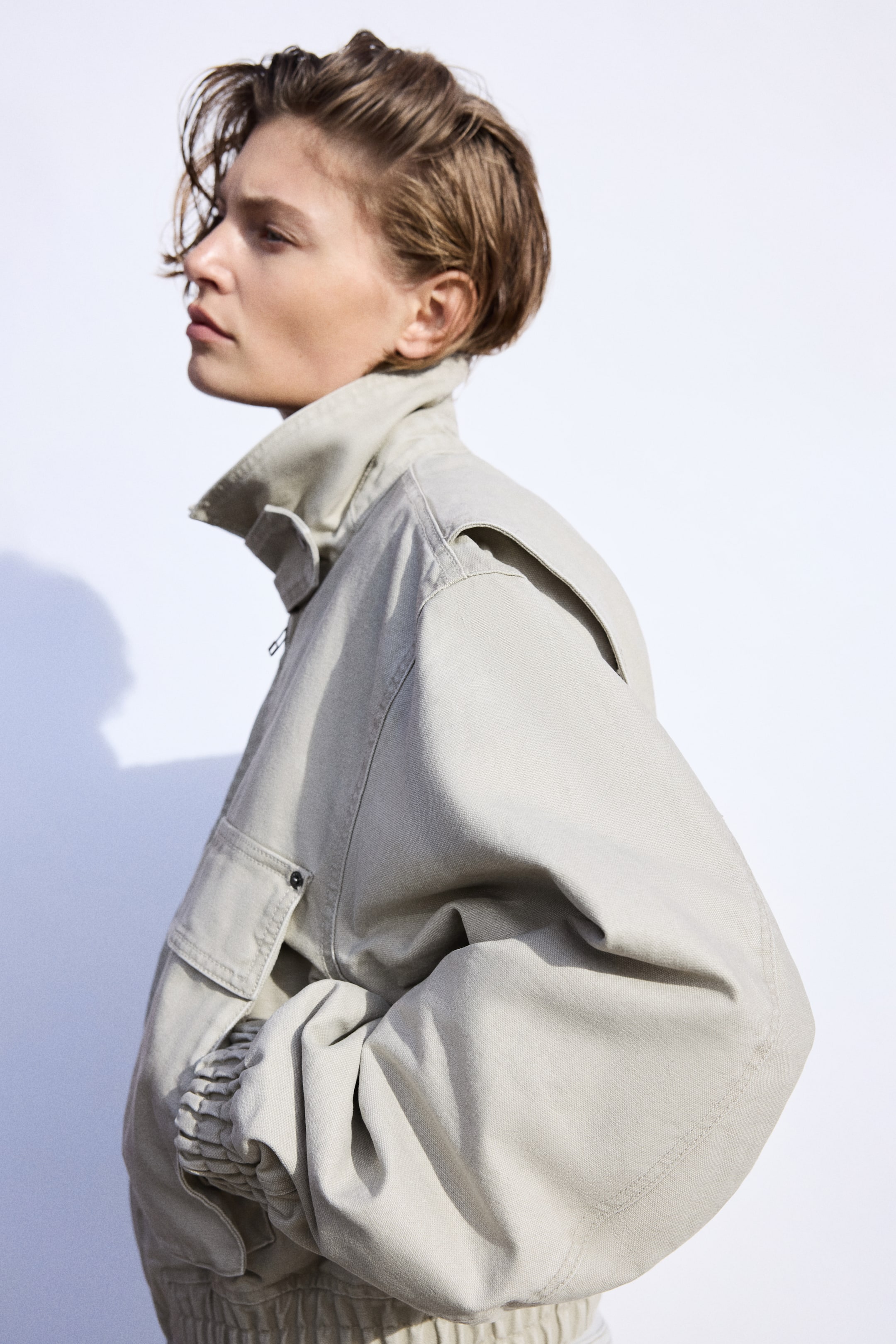 Padded Canvas Jacket - Beige