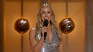 Nikki Glaser performing the opening monologue at the 82nd Golden Globe Awards.