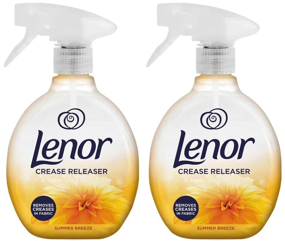 Lenor Crease Releaser Spray, Removes Creases in Fabric, Summer Breeze Scent, 2pk, 2 X 500ml