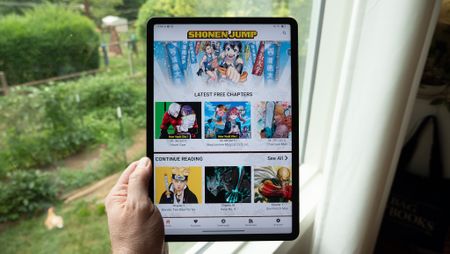 A TCL NXTPAPER 11 Plus tablet with the Shonen Jump app on screen