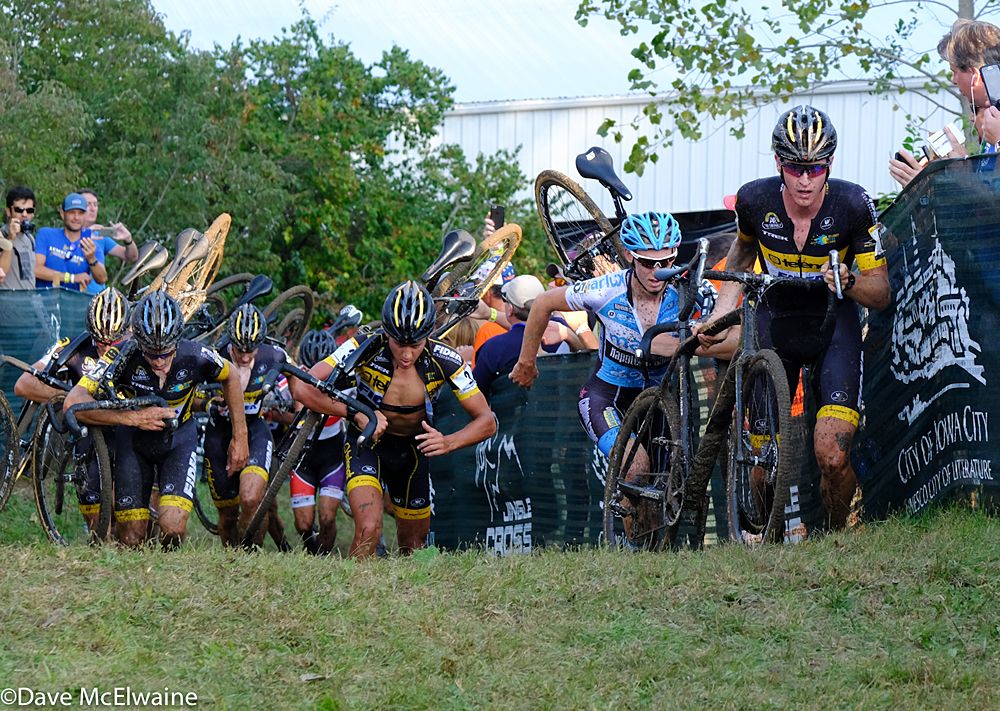 It was all Belgians at the front of the race during the first climb up Mt. Krumpit