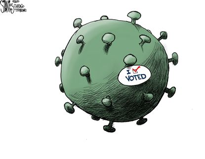 Political Cartoon U.S. Coronavirus White House presidency 2020 election voting