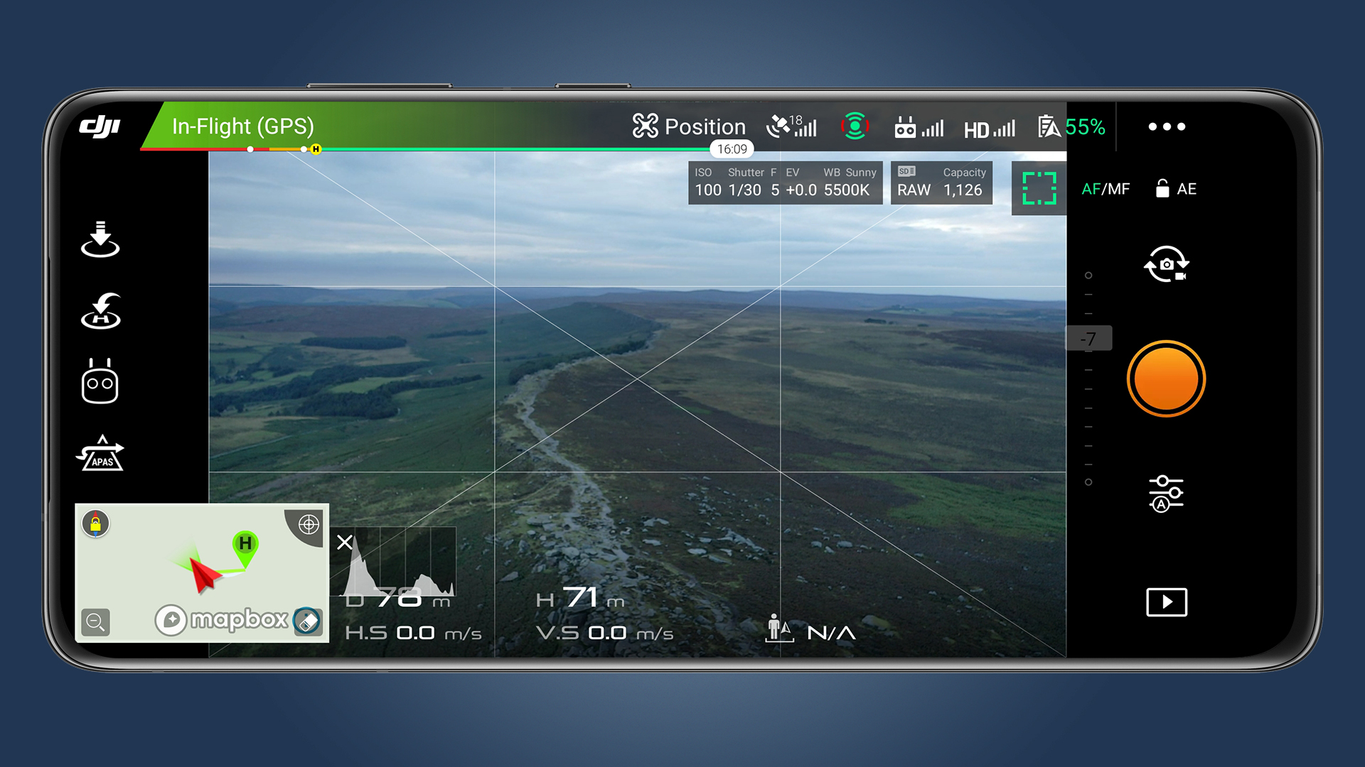 An Android phone showing the DJI app