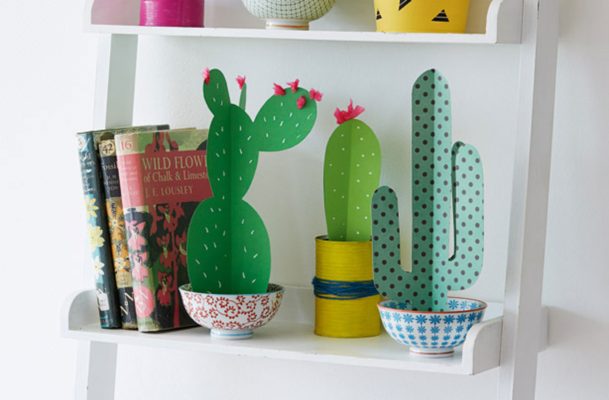 Easy crafts for kids illustrated by 3D cactus craft idea