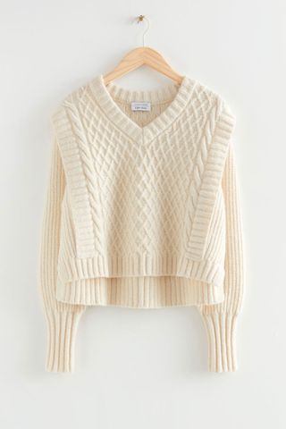 & Other Stories Layered Cable Knit Sweater