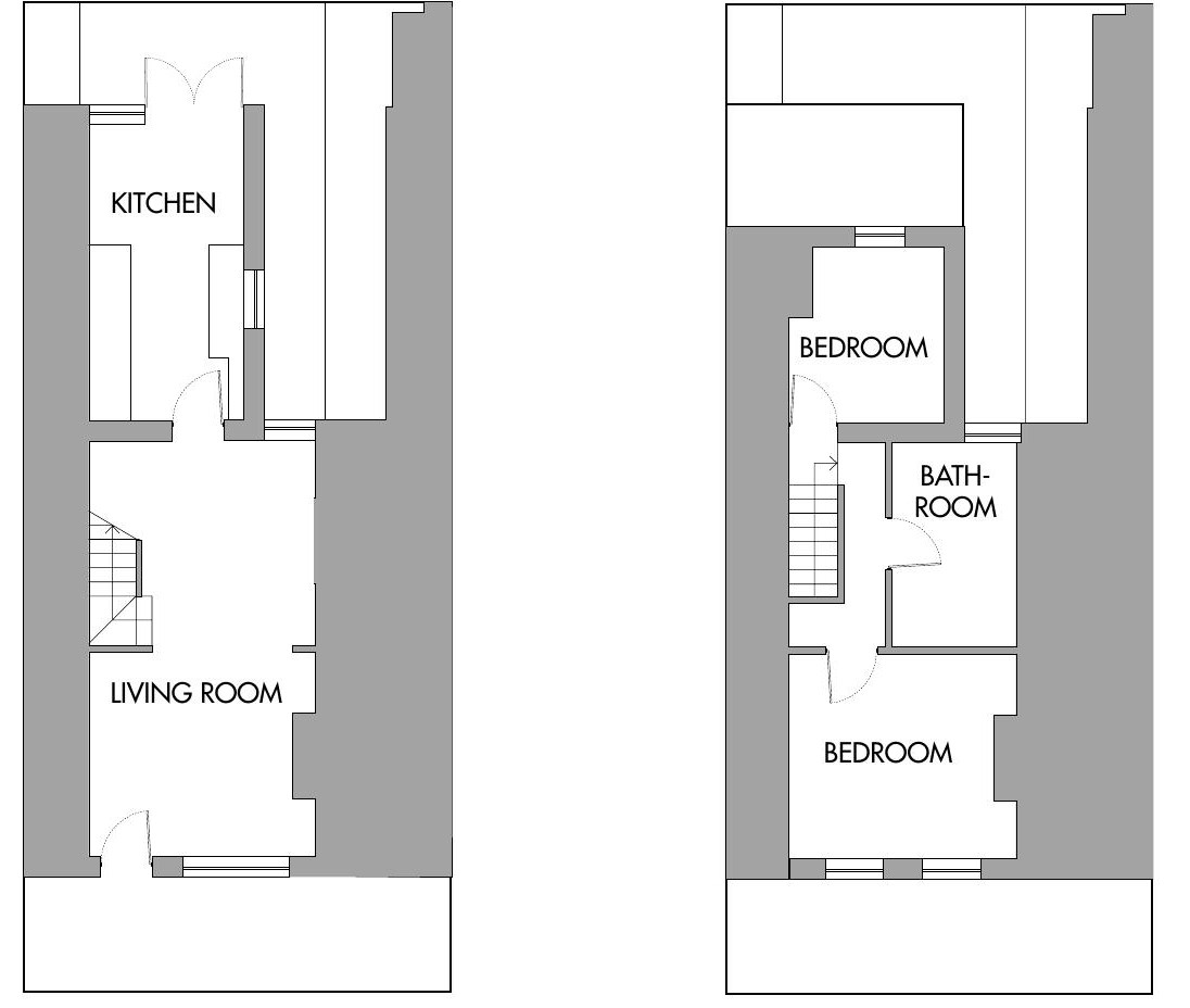 A floor plan illustrating the layout of a ground floor with labeled rooms including a kitchen, living room, and two bedrooms, as part of the article 'Making Space' in HBR.
