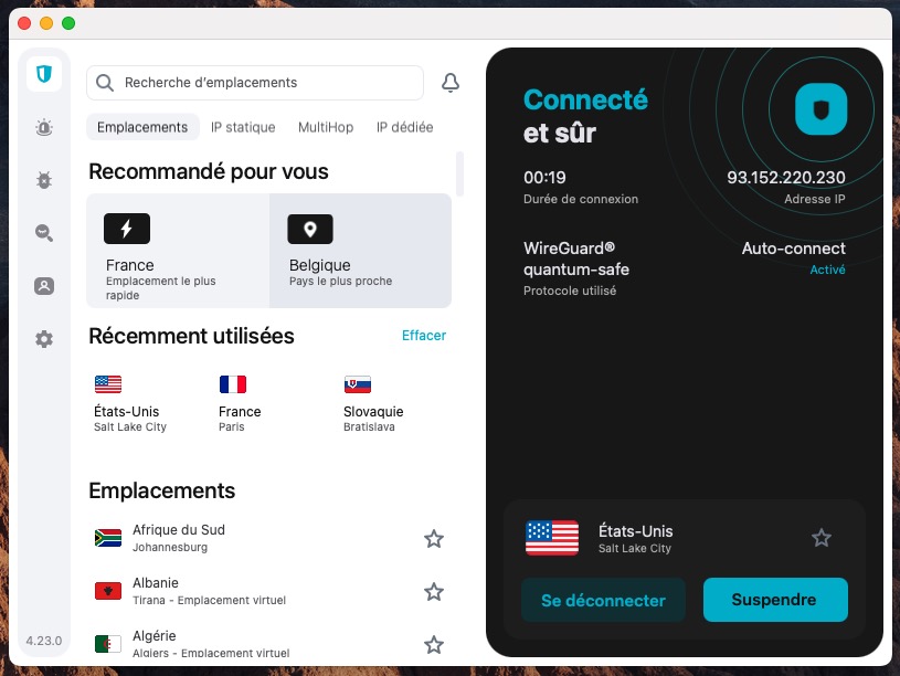 l&#039;interface de surfshark vpn