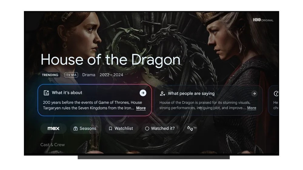 Google TV receives Gemini integration for show summaries/overviews.