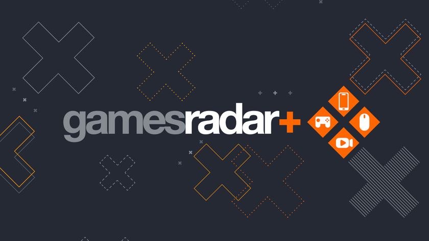 GamesRadar+ logo with plus icons and smaller indications that showcase a game controller, PC mouse, film camera, and smartphone