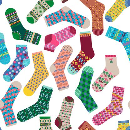 An assortment of socks. 