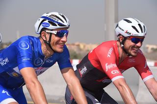 Former teammates Marcel Kittel and John Degenkolb have a chat in the bunch