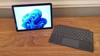 A photograph of the Microsoft Surface Go 3's detachable keyboard