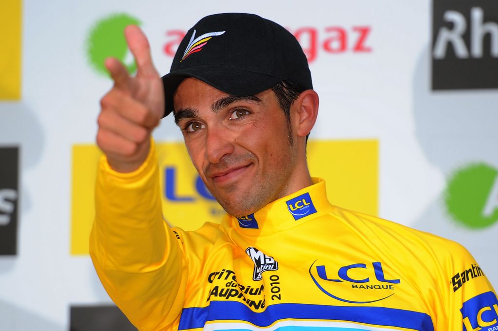 Alberto Contador fires off a shot in the 2010 race. He would go on to the Tour one month later but would lose in the race in the courts