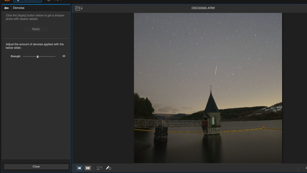 Image shows the denoise tool being used in CyberLink PhotoDirector 365
