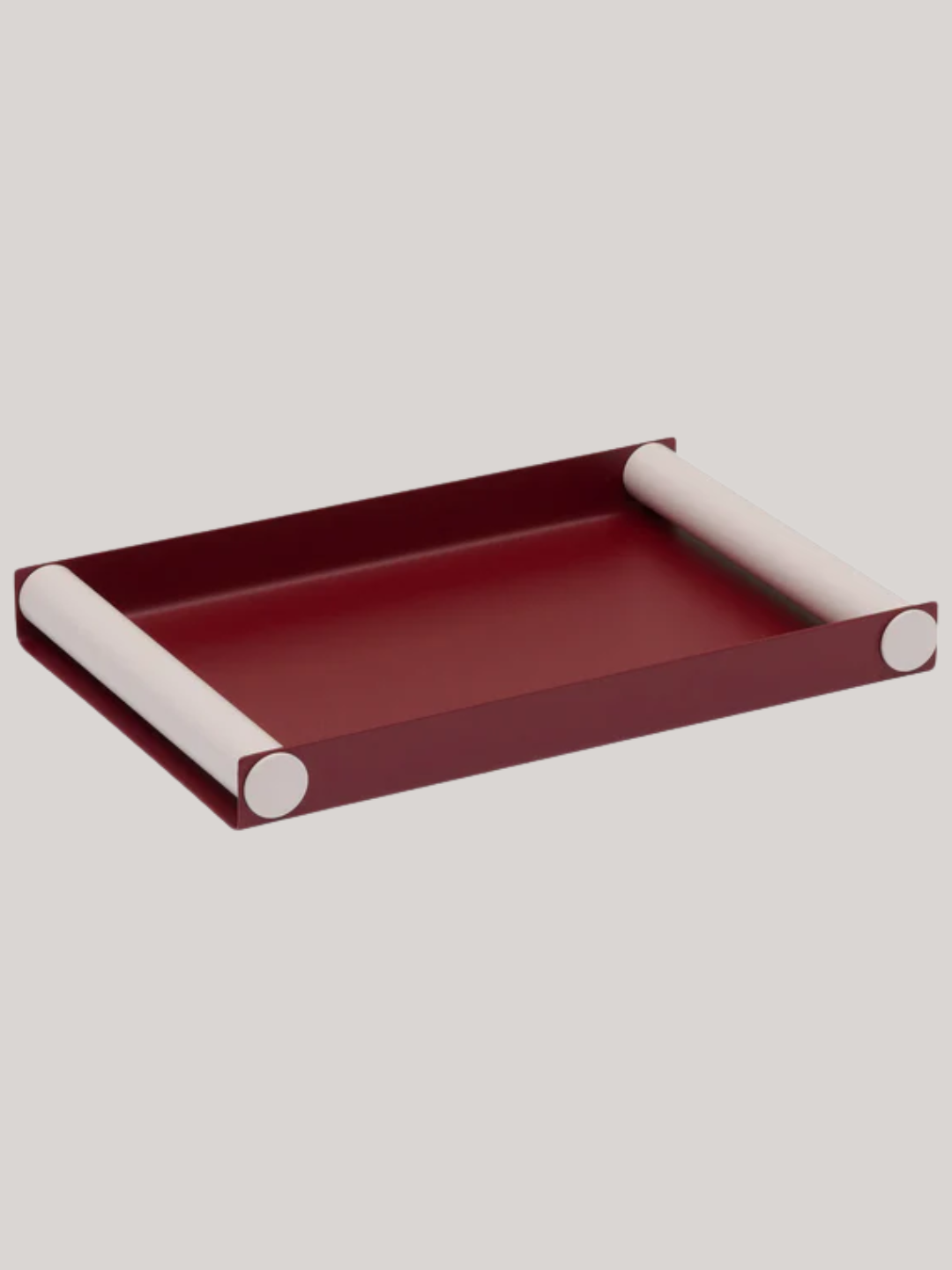A burgundy and beige tray from Design Letters