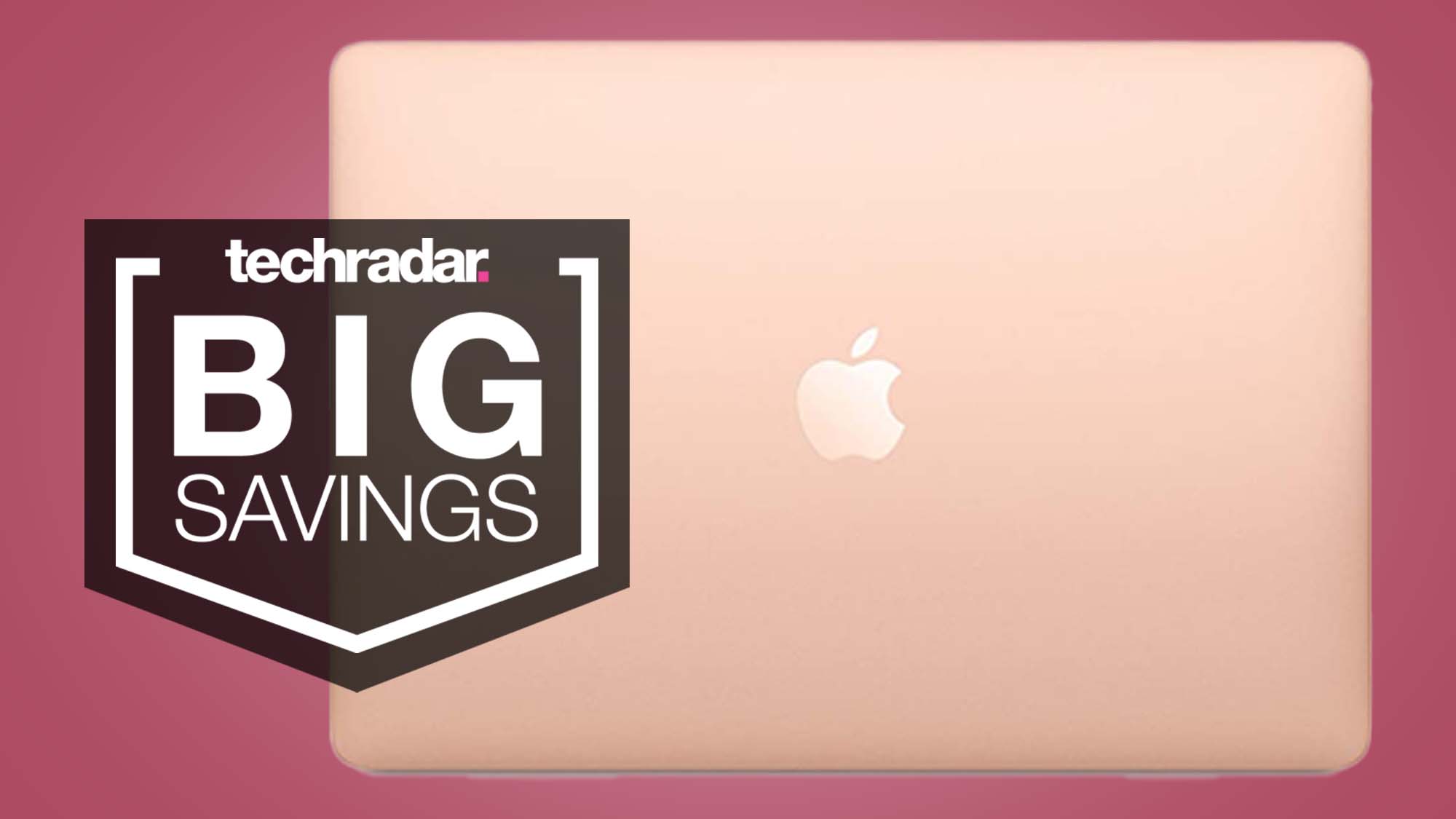 Rose Gold MacBook Air e Doctor Big Savings Badge no fundo Malbeck