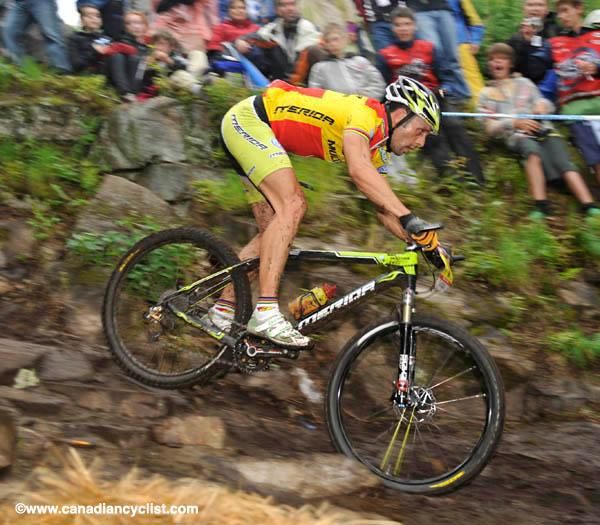 Spanish champion Jos&eacute; Hermida flew over parts of the course.