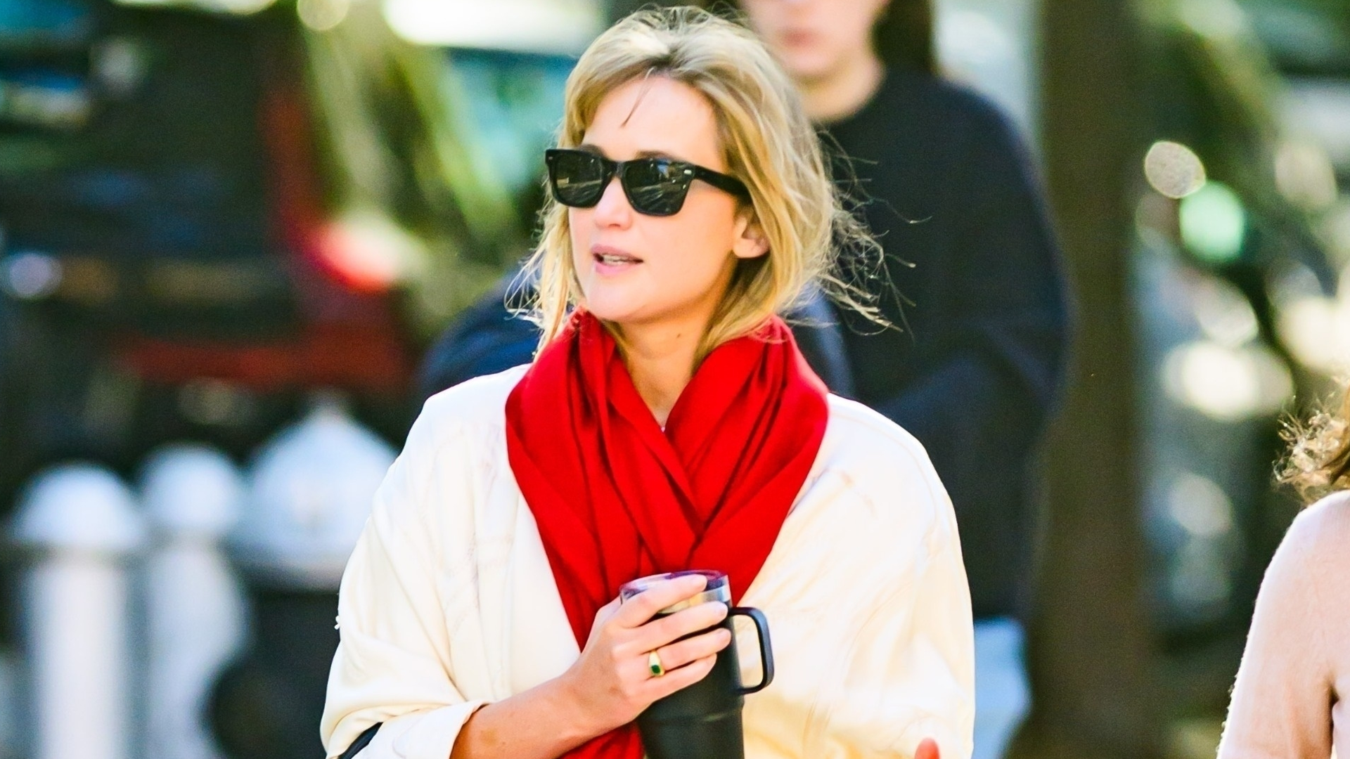 Jennifer Lawrence wore a new Hermès Kelly bag with chunky Salomon hiking sneakers
