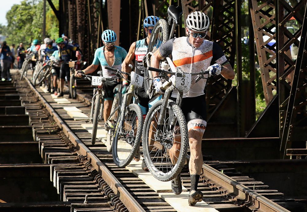 Lance Armstrong takes part in the La Ruta de Los Conquistadores on November 3, 2018, in Limon, Costa Rica.