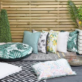 garden with outdoor cushions