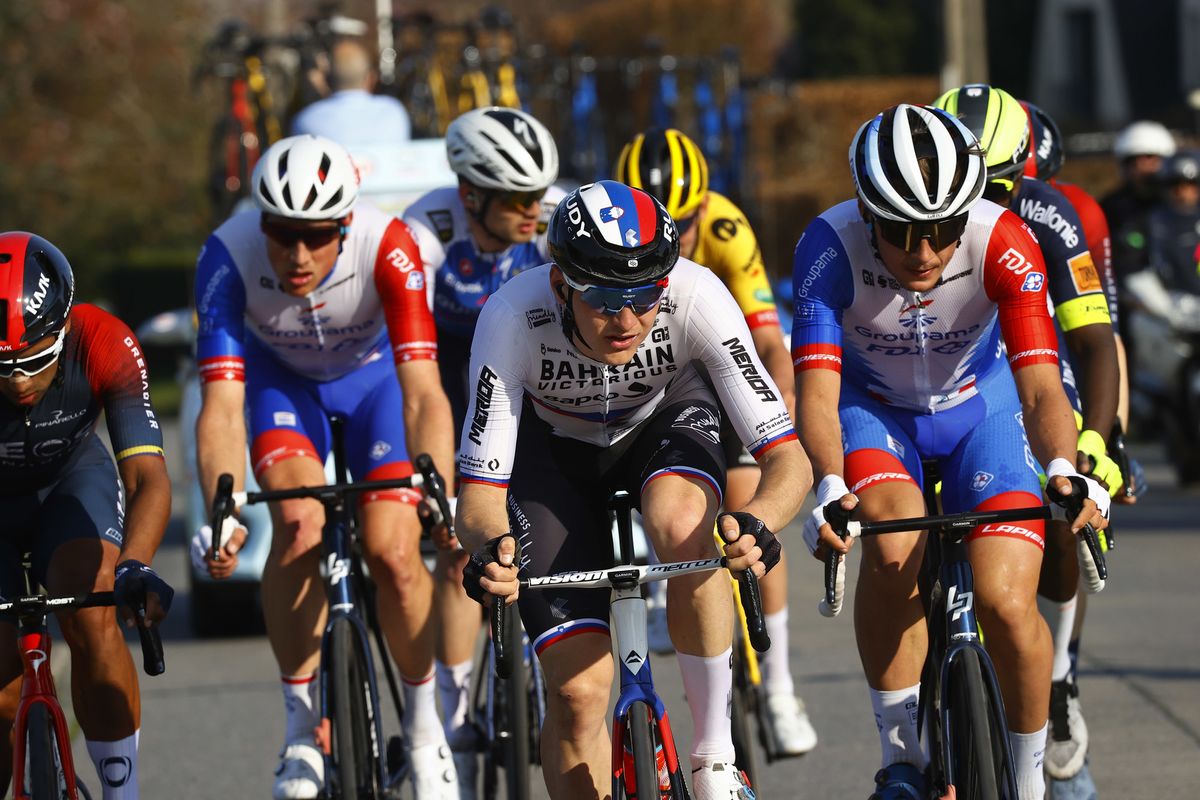 E3 Saxo Bank Classic 2022 65th Edition Harelbeke Harelbeke 2039 km 25032022 Matej Mohoric SLO Bahrain Victorious photo Luca BettiniSprintCyclingAgency2022