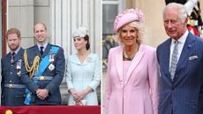 Special picture of Prince Harry, William and Kate on display at Clarence House. Seen here are Prince Harry, Prince William and the Princess of Wales and King Charles and Queen Camilla at different occasions