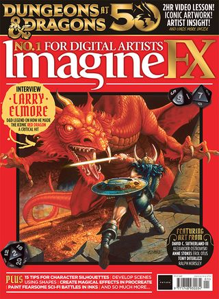 The cover of ImagineFX magazine, featuring the original Dungeons and Dragon artwork.