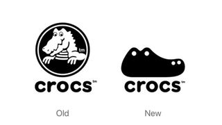 Crocs logo, before and after