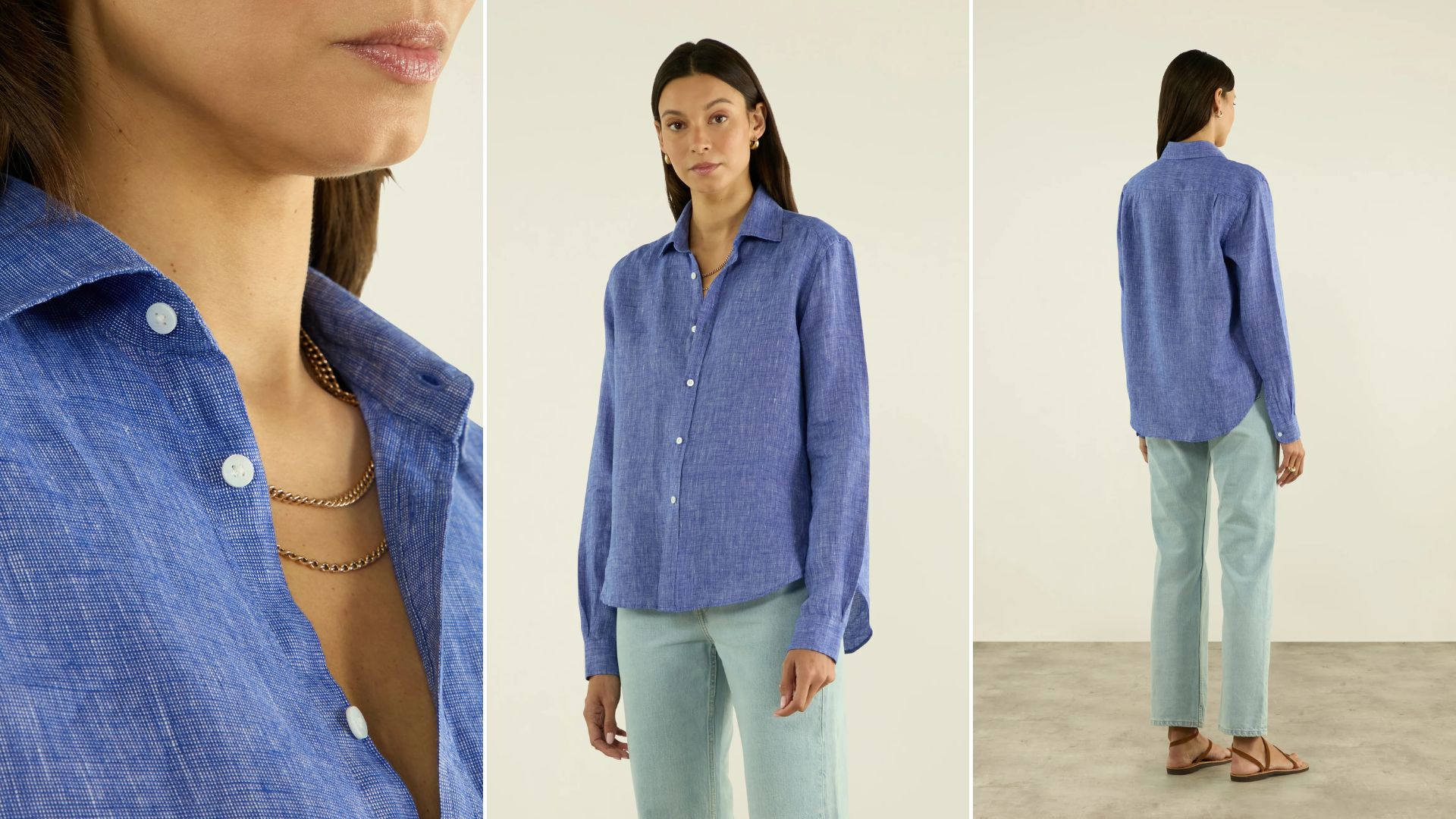 Three images of With Nothing Underneath shirts on model
