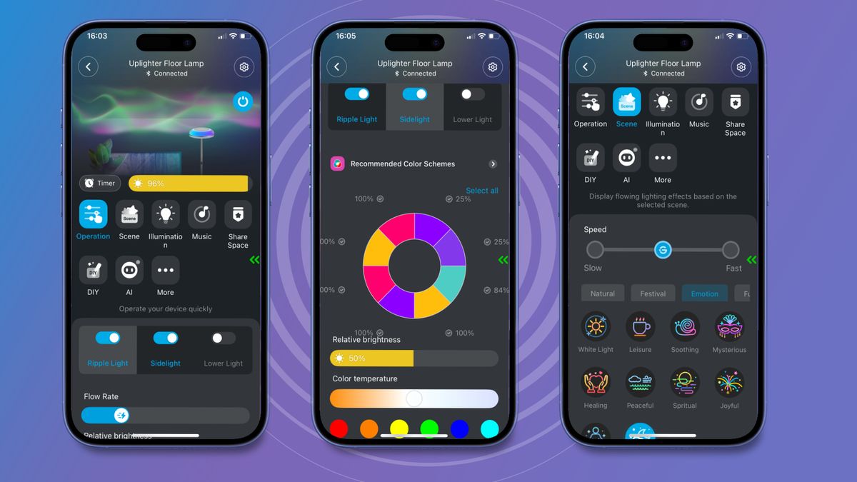 Three screenshots show some of the features within the Govee Home app.