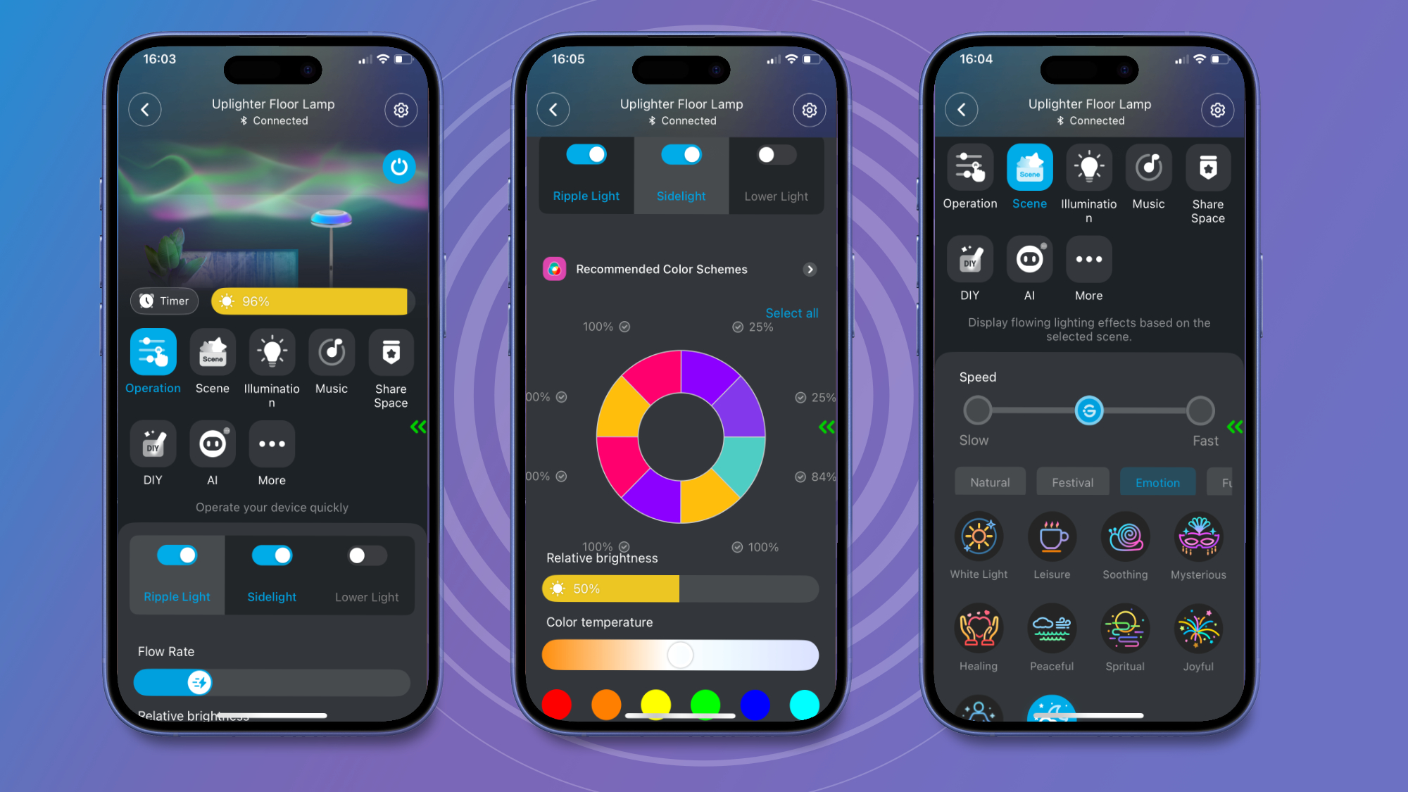 Three screenshots show some of the features within the Govee Home app.