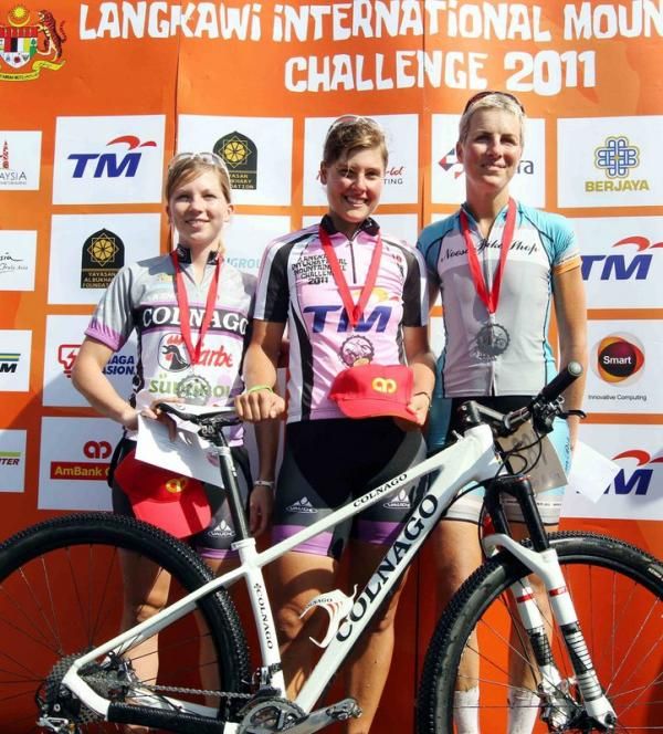The elite women's overall podium (l-r): Jodie Willet, Nathalie Schneitter and Vivienne Meyer.