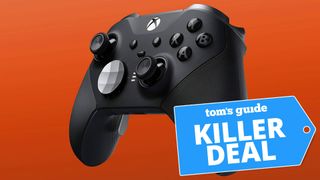 An Xbox Elite Series 2 wireless controller on a red background, with the "Tom's Guide killer deal" tag overlaid