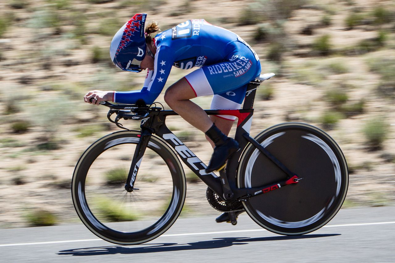 Kristin Armstrong (Twenty 16-RideBiker) powers to the win