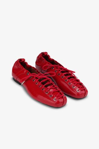 Red Lace-Up Ballerinas