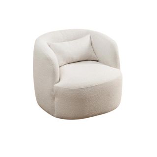 White boucle arm chair