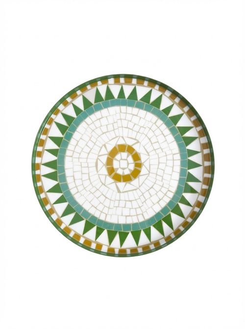 Keito Round Steel Tray With Mosaic Design