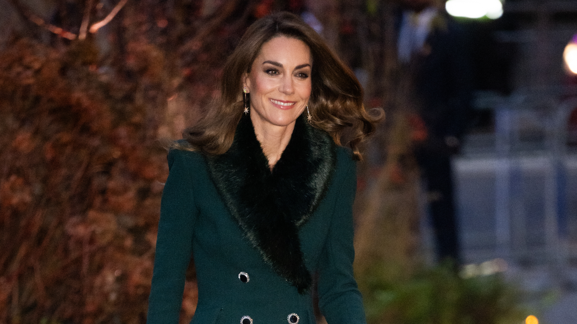 Princess Kate Goes Full-On Festive in a Fur-Trimmed Green Coat at Carol Concert