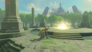 Link at the spot in Hyrule for the Scared Ground Ruins Breath of the Wild Captured Memories collectibles