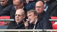 Sir Jim Ratcliffe and Avram Glazer watch Manchester United's FA Cup semi-final against Coventry City at Wembley in April 2024.