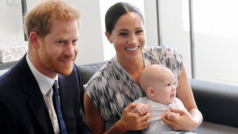 Prince Harry, Meghan Markle, and baby Archie.