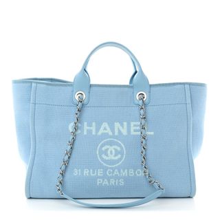 Chanel Mixed Fibers Medium Deauville Tote Light Blue