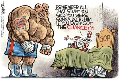 Political cartoon U.S. GOP health-care bill Obamacare repeal replace