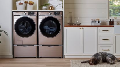 A washer dryer combo in a kitchen 