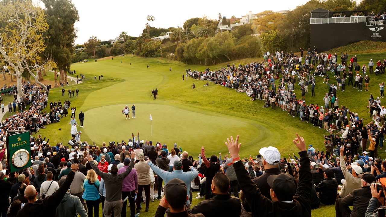 A look down the 18th at Riviera Country Club